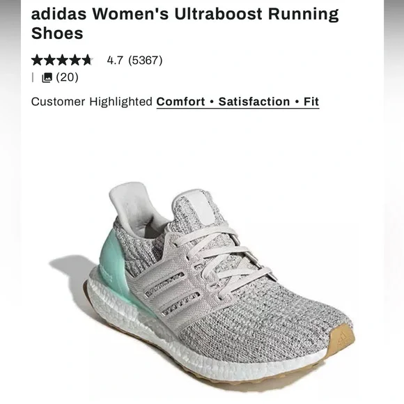 Adidas Gray and Mint Ultraboost Athletic Running Shoes - NWT - Picture 3 of 8